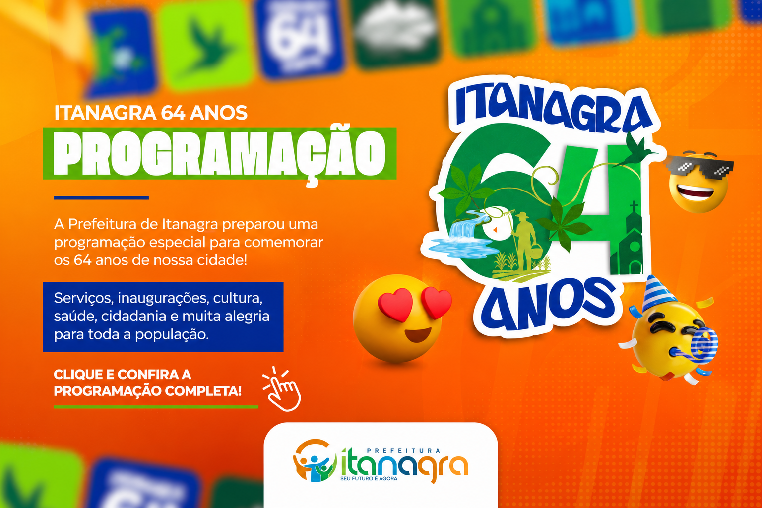 Prefeitura de Itanagra divulga programação oficial dos 64 anos com três dias de celebrações, entregas, serviços e grandes atrações